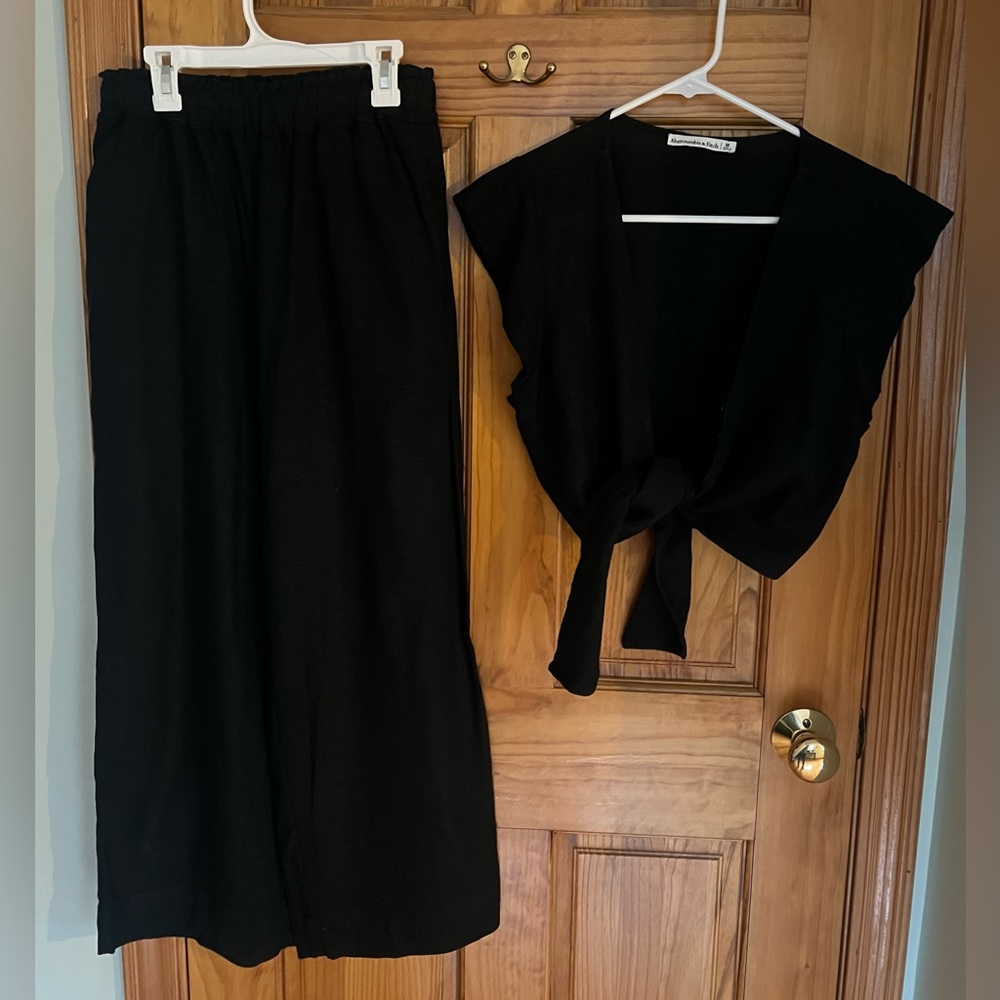 Two piece linen-like set from Abercrombie and Fitch.